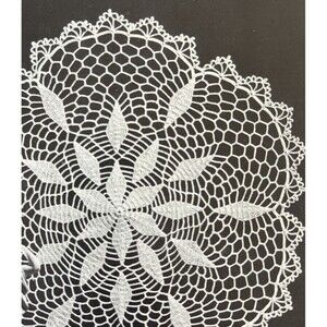 Vintage 1960's Pricilla Doily Crochet Pattern FROSTY LEAVES Irish Lace 22"